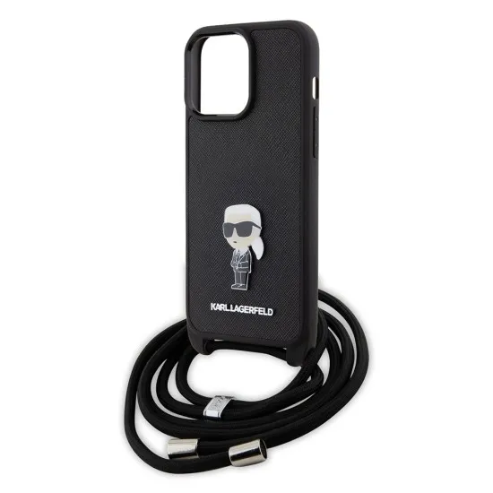 Husa pentru iPhone 15 Pro Max - Karl Lagerfeld Saffiano Crossbody (KLHCP15XSASKNPSK) - Monogram Metal Pin Karl Husa pentru iPhone 15 Pro Max - Karl Lagerfeld Saffiano Crossbody (KLHCP15XSASKNPSK) - Monogram Metal Pin Karl