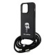 Husa pentru iPhone 15 Pro Max - Karl Lagerfeld Saffiano Crossbody (KLHCP15XSASKNPSK) - Monogram Metal Pin Karl