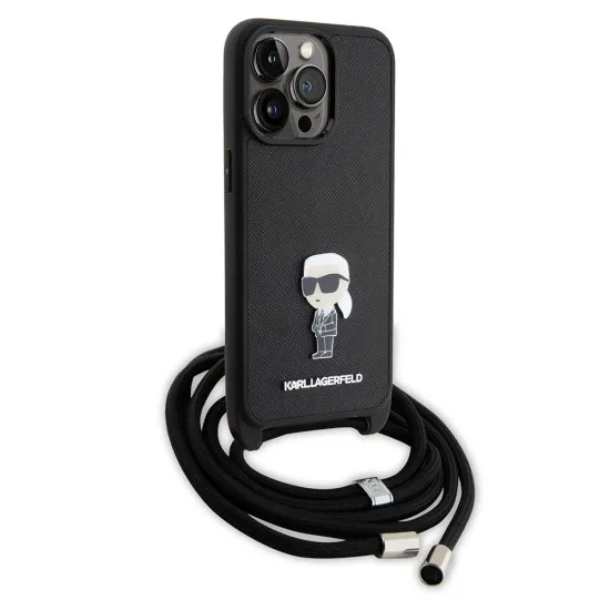 Husa pentru iPhone 15 Pro Max - Karl Lagerfeld Saffiano Crossbody (KLHCP15XSASKNPSK) - Monogram Metal Pin Karl Husa pentru iPhone 15 Pro Max - Karl Lagerfeld Saffiano Crossbody (KLHCP15XSASKNPSK) - Monogram Metal Pin Karl