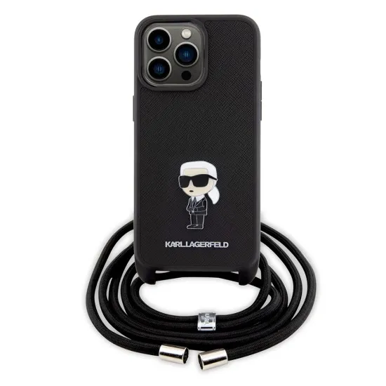 Husa pentru iPhone 15 Pro Max - Karl Lagerfeld Saffiano Crossbody (KLHCP15XSASKNPSK) - Monogram Metal Pin Karl Husa pentru iPhone 15 Pro Max - Karl Lagerfeld Saffiano Crossbody (KLHCP15XSASKNPSK) - Monogram Metal Pin Karl