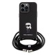 Husa pentru iPhone 15 Pro Max - Karl Lagerfeld Saffiano Crossbody (KLHCP15XSASKNPSK) - Monogram Metal Pin Karl