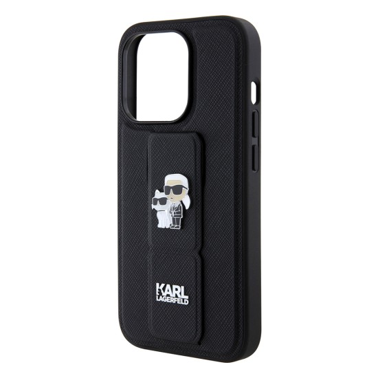 Husa pentru iPhone 15 Pro Max - Karl Lagerfeld Saffiano Gripstand (KLHCP15XGSAKCPK) - Karl&Choupette