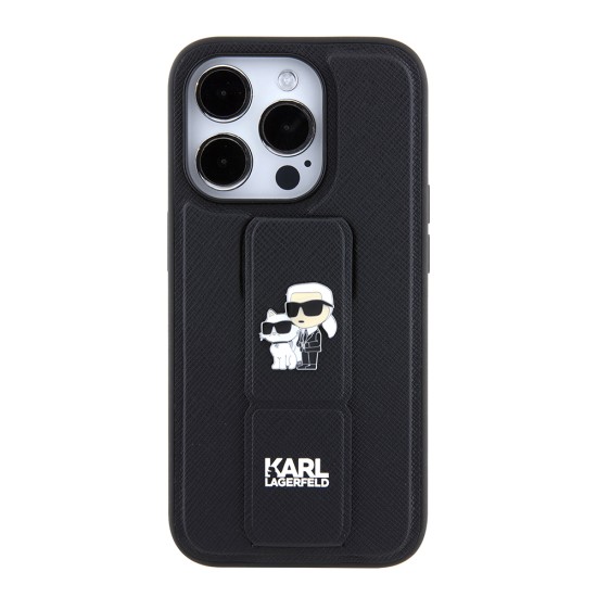 Husa pentru iPhone 15 Pro Max - Karl Lagerfeld Saffiano Gripstand (KLHCP15XGSAKCPK) - Karl&Choupette