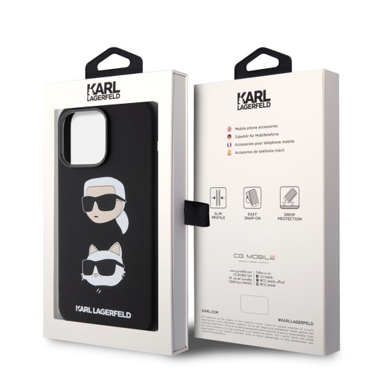 Husa pentru iPhone 15 Pro Max - Karl Lagerfeld Silicone (KLHCP15XSDHKCNK) - Karl&Choupette Head