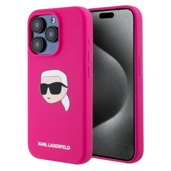 Husa pentru iPhone 15 Pro Max - Karl Lagerfeld Silicone MagSafe (KLHMP15XSKHPPLF) - Fuchsia Karl`s Head Husa pentru iPhone 15 Pro Max - Karl Lagerfeld Silicone MagSafe (KLHMP15XSKHPPLF) - Fuchsia Karl`s Head