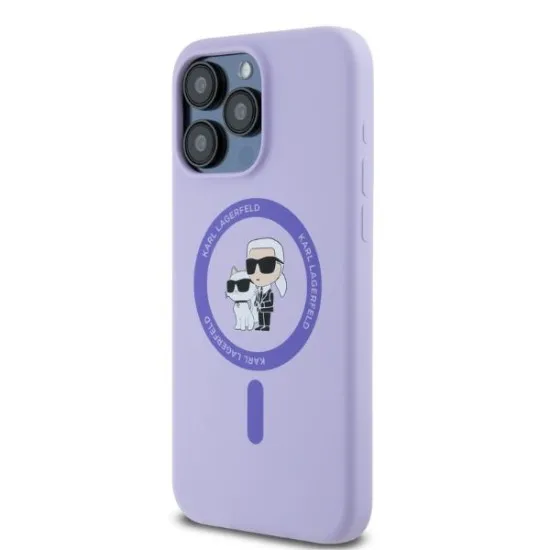Husa pentru iPhone 15 Pro Max - Karl Lagerfeld Silicone Ring MagSafe (KLHMP15XSCMKCRHU) - Purple Karl&Choupette Head Husa pentru iPhone 15 Pro Max - Karl Lagerfeld Silicone Ring MagSafe (KLHMP15XSCMKCRHU) - Purple Karl&Choupette Head