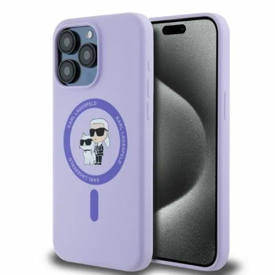 Husa pentru iPhone 15 Pro Max - Karl Lagerfeld Silicone Ring MagSafe (KLHMP15XSCMKCRHU) - Purple Karl&Choupette Head Husa pentru iPhone 15 Pro Max - Karl Lagerfeld Silicone Ring MagSafe (KLHMP15XSCMKCRHU) - Purple Karl&Choupette Head