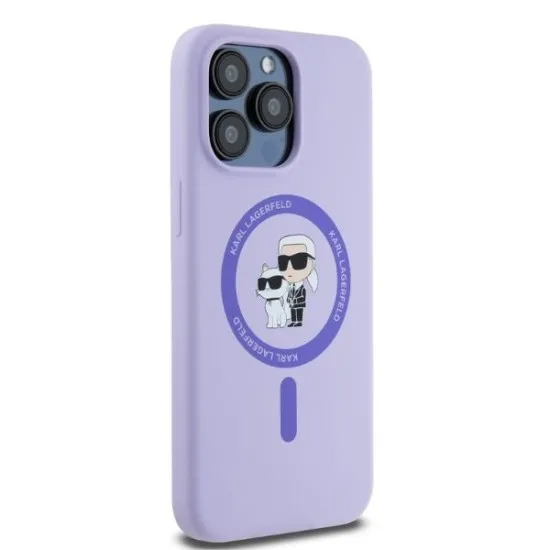 Husa pentru iPhone 15 Pro Max - Karl Lagerfeld Silicone Ring MagSafe (KLHMP15XSCMKCRHU) - Purple Karl&Choupette Head Husa pentru iPhone 15 Pro Max - Karl Lagerfeld Silicone Ring MagSafe (KLHMP15XSCMKCRHU) - Purple Karl&Choupette Head