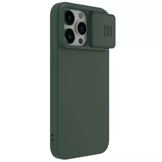 Husa pentru iPhone 15 Pro Max - Nillkin CamShield Silky MagSafe Silicone - Foggy Green