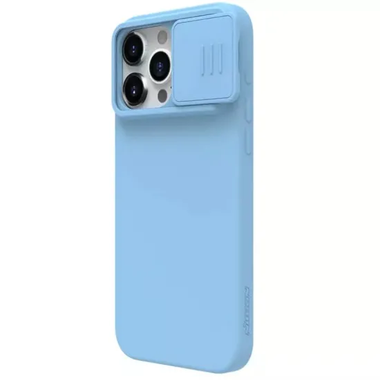 Husa pentru iPhone 15 Pro Max - Nillkin CamShield Silky MagSafe Silicone - Haze Blue Husa pentru iPhone 15 Pro Max - Nillkin CamShield Silky MagSafe Silicone - Haze Blue