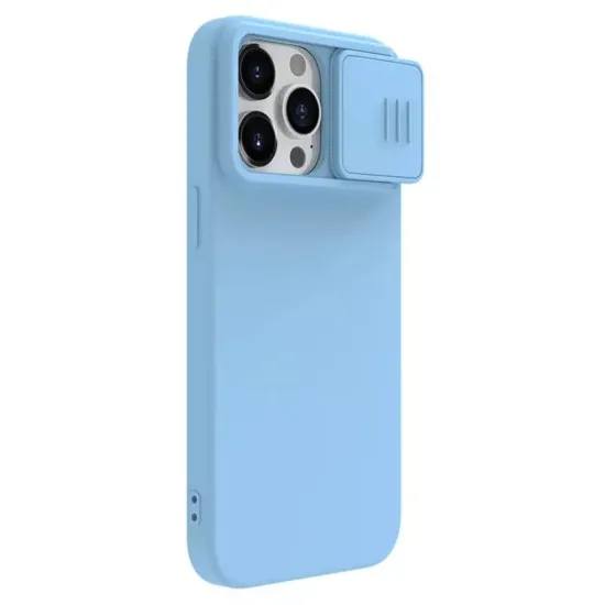 Husa pentru iPhone 15 Pro Max - Nillkin CamShield Silky MagSafe Silicone - Haze Blue Husa pentru iPhone 15 Pro Max - Nillkin CamShield Silky MagSafe Silicone - Haze Blue