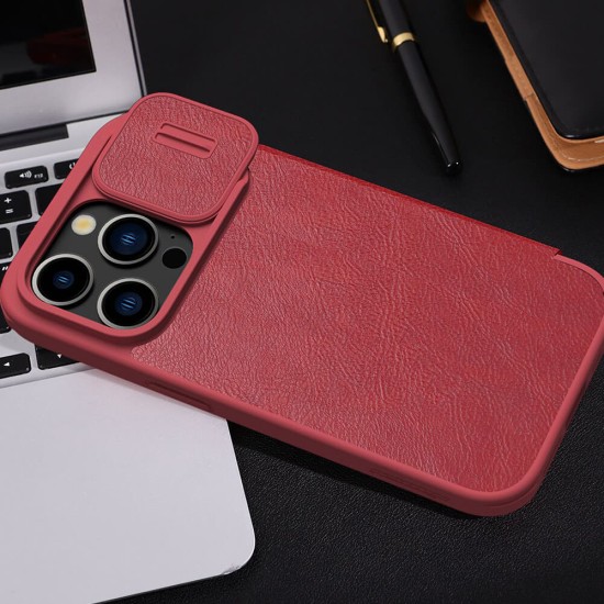 Husa pentru iPhone 15 Pro Max - Nillkin QIN Pro Leather Case - Red