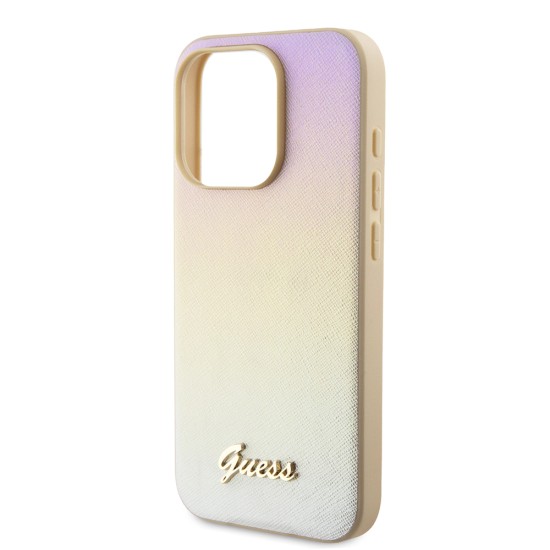 Husa pentru iPhone 15 Pro Max - Saffiano Iridescent Script (GUHCP15XPSAIRSD) - Gold Husa pentru iPhone 15 Pro Max - Saffiano Iridescent Script (GUHCP15XPSAIRSD) - Gold