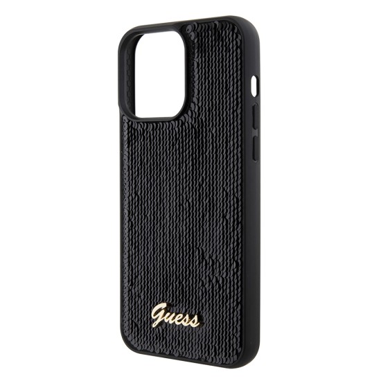Husa pentru iPhone 15 Pro Max - Sequin Script Metal (GUHCP15XPSFDGSK) - Black Husa pentru iPhone 15 Pro Max - Sequin Script Metal (GUHCP15XPSFDGSK) - Black