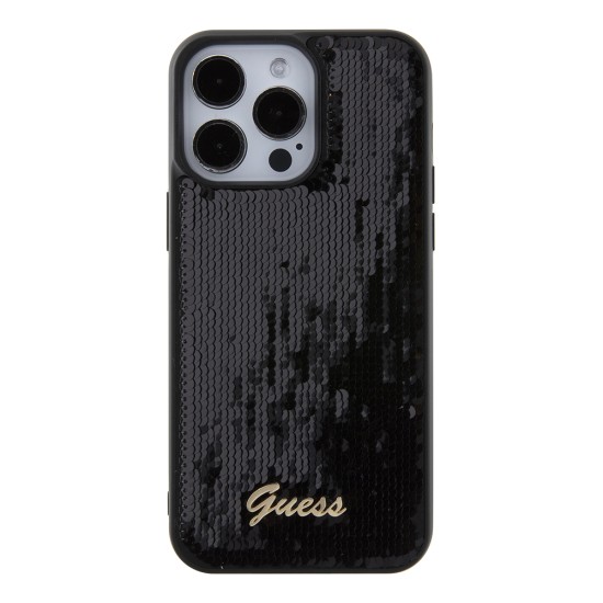 Husa pentru iPhone 15 Pro Max - Sequin Script Metal (GUHCP15XPSFDGSK) - Black Husa pentru iPhone 15 Pro Max - Sequin Script Metal (GUHCP15XPSFDGSK) - Black