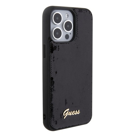Husa pentru iPhone 15 Pro Max - Sequin Script Metal (GUHCP15XPSFDGSK) - Black Husa pentru iPhone 15 Pro Max - Sequin Script Metal (GUHCP15XPSFDGSK) - Black