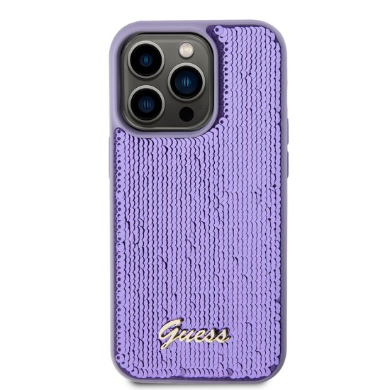 Husa pentru iPhone 15 Pro Max - Sequin Script Metal (GUHCP15XPSFDGSU) - Purple Husa pentru iPhone 15 Pro Max - Sequin Script Metal (GUHCP15XPSFDGSU) - Purple