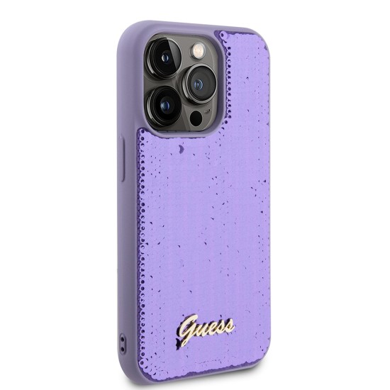 Husa pentru iPhone 15 Pro Max - Sequin Script Metal (GUHCP15XPSFDGSU) - Purple Husa pentru iPhone 15 Pro Max - Sequin Script Metal (GUHCP15XPSFDGSU) - Purple