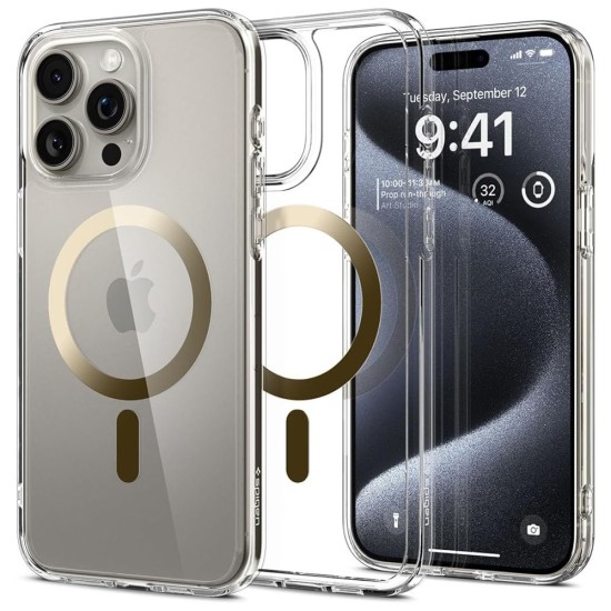 Husa pentru iPhone 15 Pro Max - Spigen Ultra Hybrid MagSafe - Gold Husa pentru iPhone 15 Pro Max - Spigen Ultra Hybrid MagSafe - Gold