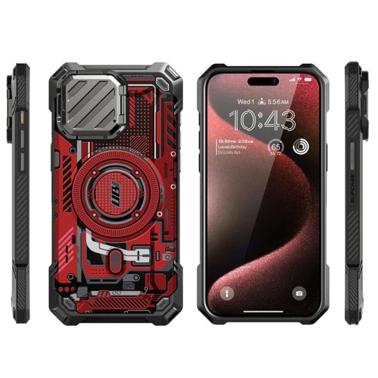 Husa pentru iPhone 15 Pro Max - Supcase Unicorn Beetle XT MagSafe - Red Circuit