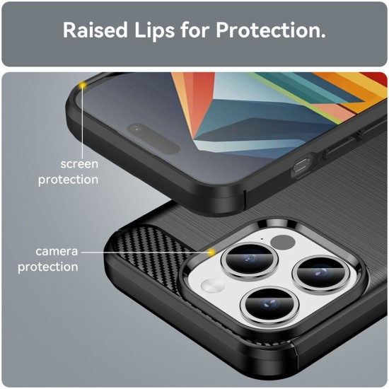 Husa pentru iPhone 15 Pro Max - Techsuit Carbon Silicone - Black Husa pentru iPhone 15 Pro Max - Techsuit Carbon Silicone - Black