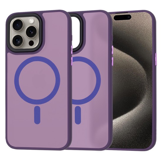 Husa pentru iPhone 15 Pro Max - Techsuit HaloFrost MagSafe Series - Deep Purple Husa pentru iPhone 15 Pro Max - Techsuit HaloFrost MagSafe Series - Deep Purple