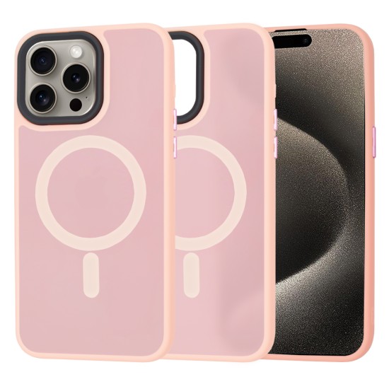 Husa pentru iPhone 15 Pro Max - Techsuit HaloFrost MagSafe Series - Pink Husa pentru iPhone 15 Pro Max - Techsuit HaloFrost MagSafe Series - Pink