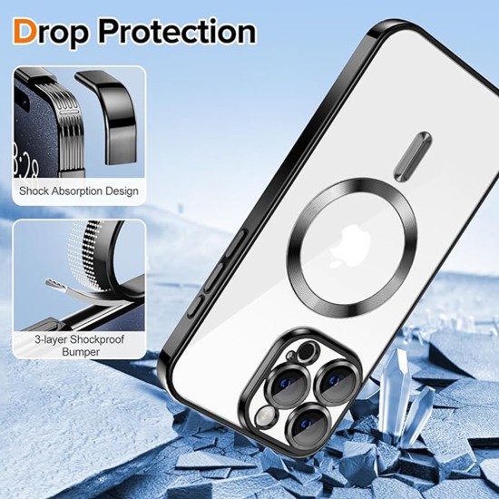 Husa pentru iPhone 15 Pro Max - Techsuit Luxury Crystal MagSafe - Black Husa pentru iPhone 15 Pro Max - Techsuit Luxury Crystal MagSafe - Black