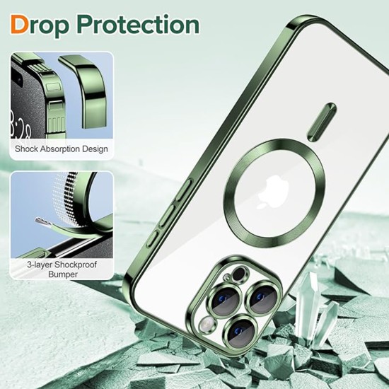 Husa pentru iPhone 15 Pro Max - Techsuit Luxury Crystal MagSafe - Deep Green Husa pentru iPhone 15 Pro Max - Techsuit Luxury Crystal MagSafe - Deep Green