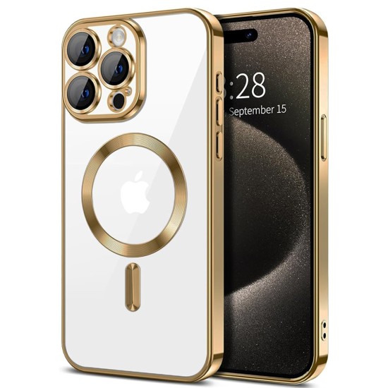 Husa pentru iPhone 15 Pro Max - Techsuit Luxury Crystal MagSafe - Gold Husa pentru iPhone 15 Pro Max - Techsuit Luxury Crystal MagSafe - Gold