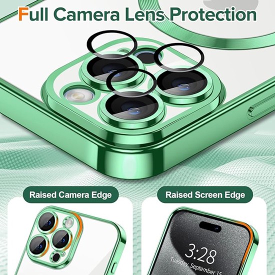 Husa pentru iPhone 15 Pro Max - Techsuit Luxury Crystal MagSafe - Light Green Husa pentru iPhone 15 Pro Max - Techsuit Luxury Crystal MagSafe - Light Green