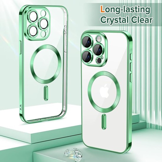 Husa pentru iPhone 15 Pro Max - Techsuit Luxury Crystal MagSafe - Light Green Husa pentru iPhone 15 Pro Max - Techsuit Luxury Crystal MagSafe - Light Green