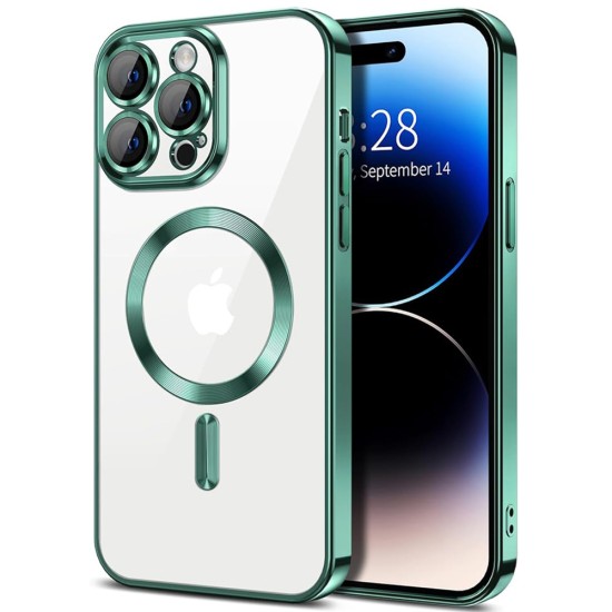 Husa pentru iPhone 15 Pro Max - Techsuit Luxury Crystal MagSafe - Light Green Husa pentru iPhone 15 Pro Max - Techsuit Luxury Crystal MagSafe - Light Green