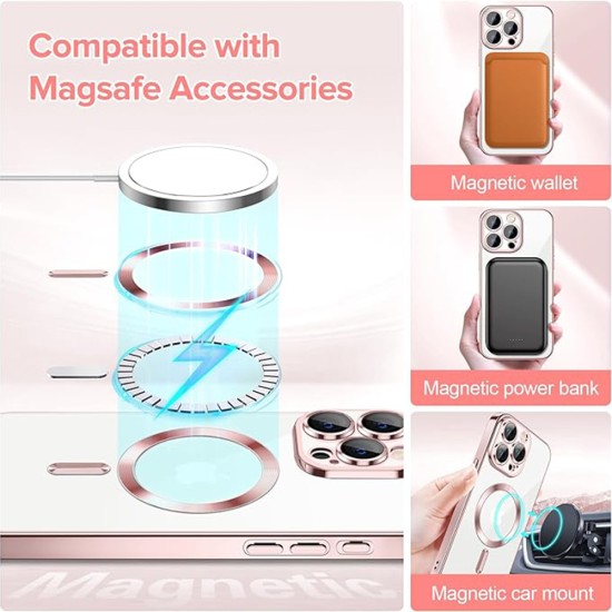 Husa pentru iPhone 15 Pro Max - Techsuit Luxury Crystal MagSafe - Pink Husa pentru iPhone 15 Pro Max - Techsuit Luxury Crystal MagSafe - Pink