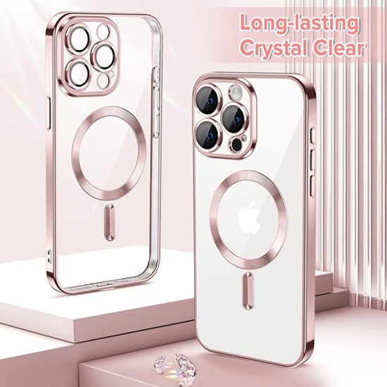 Husa pentru iPhone 15 Pro Max - Techsuit Luxury Crystal MagSafe - Pink Husa pentru iPhone 15 Pro Max - Techsuit Luxury Crystal MagSafe - Pink