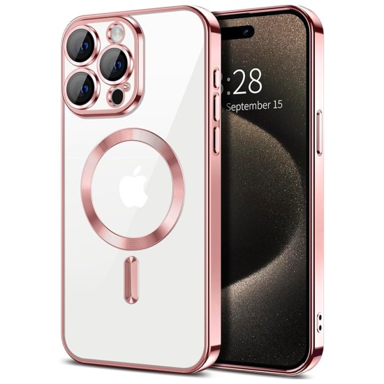 Husa pentru iPhone 15 Pro Max - Techsuit Luxury Crystal MagSafe - Pink Husa pentru iPhone 15 Pro Max - Techsuit Luxury Crystal MagSafe - Pink