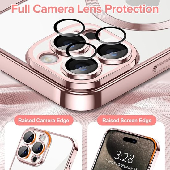 Husa pentru iPhone 15 Pro Max - Techsuit Luxury Crystal MagSafe - Pink Husa pentru iPhone 15 Pro Max - Techsuit Luxury Crystal MagSafe - Pink
