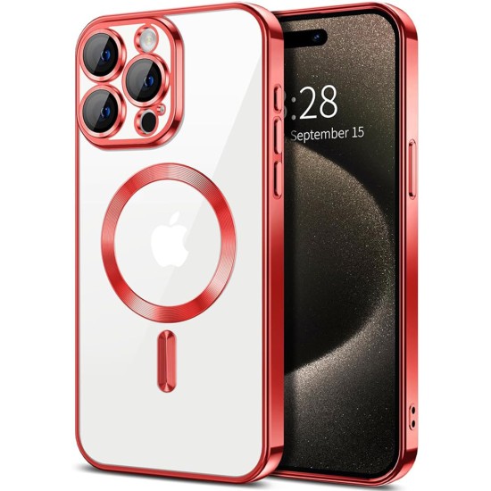 Husa pentru iPhone 15 Pro Max - Techsuit Luxury Crystal MagSafe - Red Husa pentru iPhone 15 Pro Max - Techsuit Luxury Crystal MagSafe - Red
