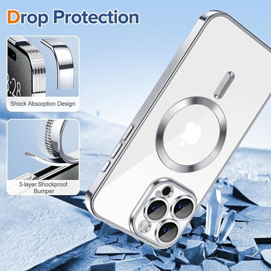 Husa pentru iPhone 15 Pro Max - Techsuit Luxury Crystal MagSafe - Silver Husa pentru iPhone 15 Pro Max - Techsuit Luxury Crystal MagSafe - Silver