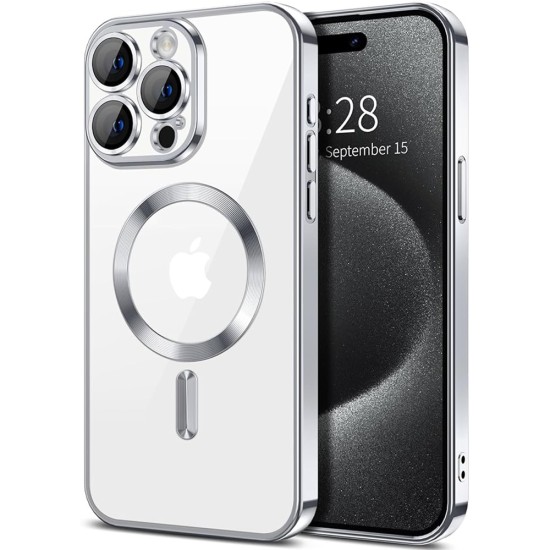 Husa pentru iPhone 15 Pro Max - Techsuit Luxury Crystal MagSafe - Silver Husa pentru iPhone 15 Pro Max - Techsuit Luxury Crystal MagSafe - Silver