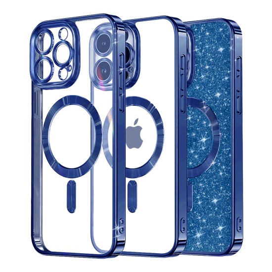 Husa pentru iPhone 15 Pro Max - Techsuit Luxury Glitter MagSafe - Deep Blue Husa pentru iPhone 15 Pro Max - Techsuit Luxury Glitter MagSafe - Deep Blue