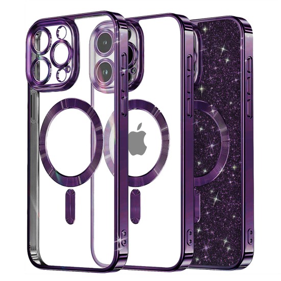 Husa pentru iPhone 15 Pro Max - Techsuit Luxury Glitter MagSafe - Deep Purple Husa pentru iPhone 15 Pro Max - Techsuit Luxury Glitter MagSafe - Deep Purple
