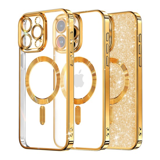 Husa pentru iPhone 15 Pro Max - Techsuit Luxury Glitter MagSafe - Gold Husa pentru iPhone 15 Pro Max - Techsuit Luxury Glitter MagSafe - Gold