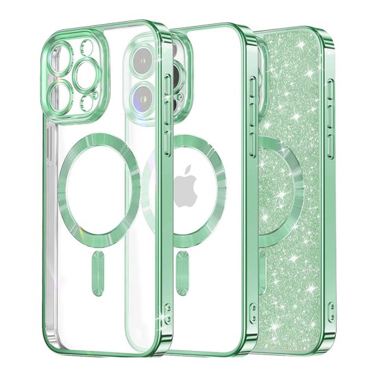 Husa pentru iPhone 15 Pro Max - Techsuit Luxury Glitter MagSafe - Light Green Husa pentru iPhone 15 Pro Max - Techsuit Luxury Glitter MagSafe - Light Green