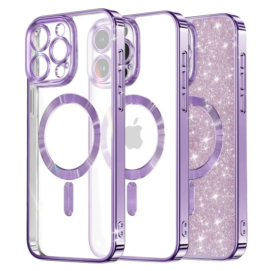 Husa pentru iPhone 15 Pro Max - Techsuit Luxury Glitter MagSafe - Light Purple Husa pentru iPhone 15 Pro Max - Techsuit Luxury Glitter MagSafe - Light Purple