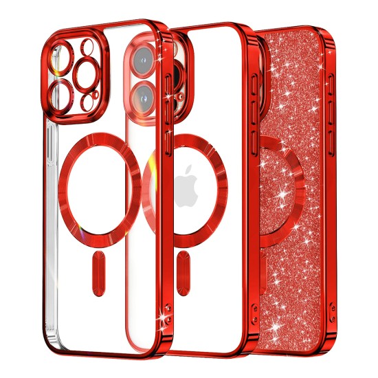 Husa pentru iPhone 15 Pro Max - Techsuit Luxury Glitter MagSafe - Red Husa pentru iPhone 15 Pro Max - Techsuit Luxury Glitter MagSafe - Red