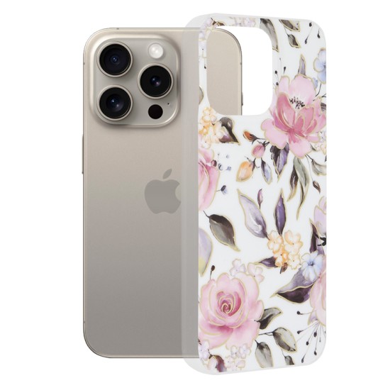 Husa pentru iPhone 15 Pro Max - Techsuit Marble Series - Chloe White