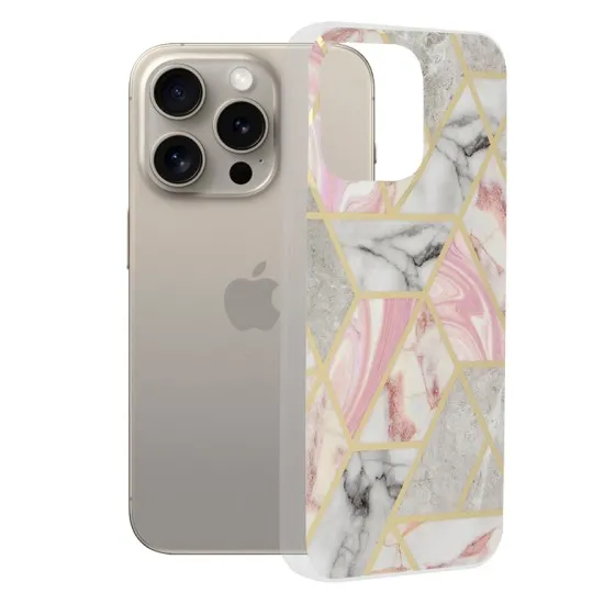 Husa pentru iPhone 15 Pro Max - Techsuit Marble Series - Pink Hex Husa pentru iPhone 15 Pro Max - Techsuit Marble Series - Pink Hex
