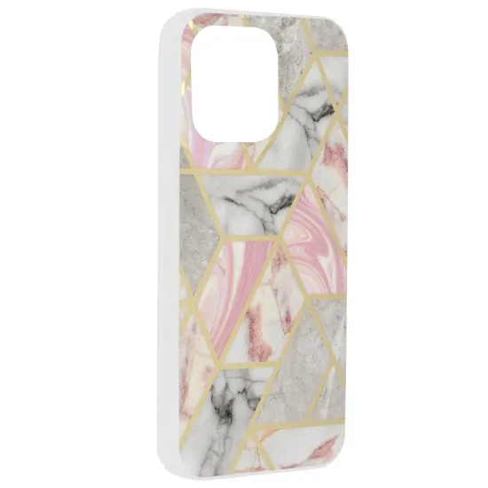 Husa pentru iPhone 15 Pro Max - Techsuit Marble Series - Pink Hex Husa pentru iPhone 15 Pro Max - Techsuit Marble Series - Pink Hex