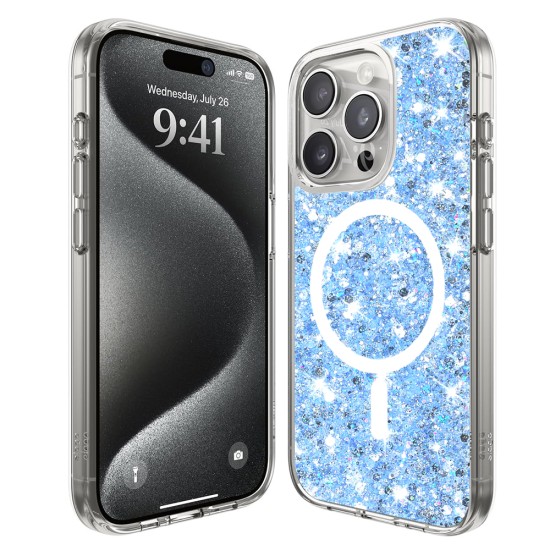 Husa pentru iPhone 15 Pro Max - Techsuit Sparkly Glitter MagSafe - Blue Husa pentru iPhone 15 Pro Max - Techsuit Sparkly Glitter MagSafe - Blue